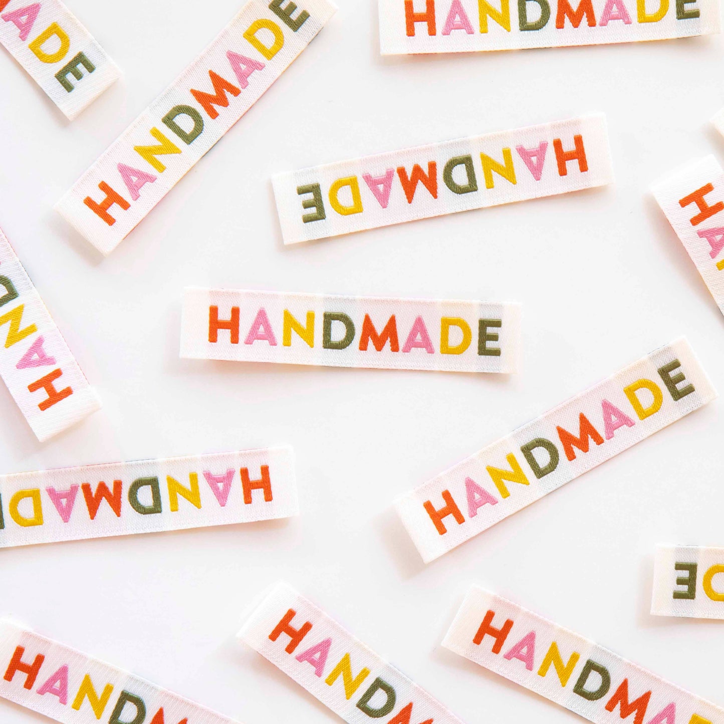 Sarah Hearts - Handmade Woven Sewing Labels - Muted Colors