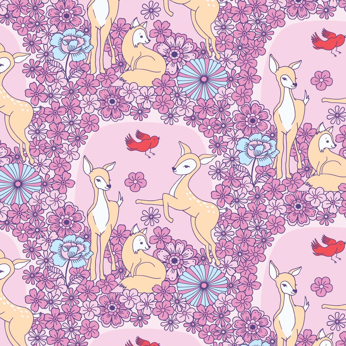 Cloud 9 Fabrics Forest Friends Floral Deer