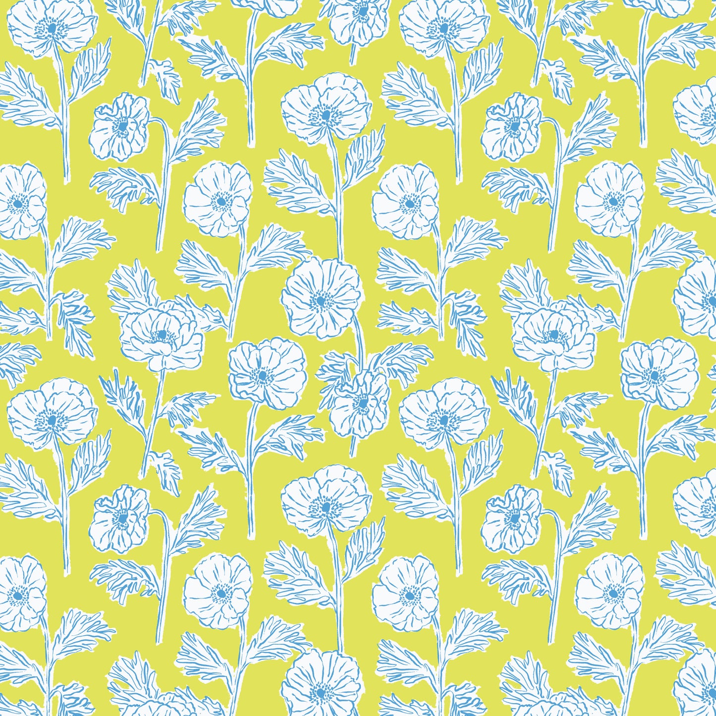 PREORDER Cloud 9 Fabrics Nice Nice Painted Poppies in Lime/Blue
