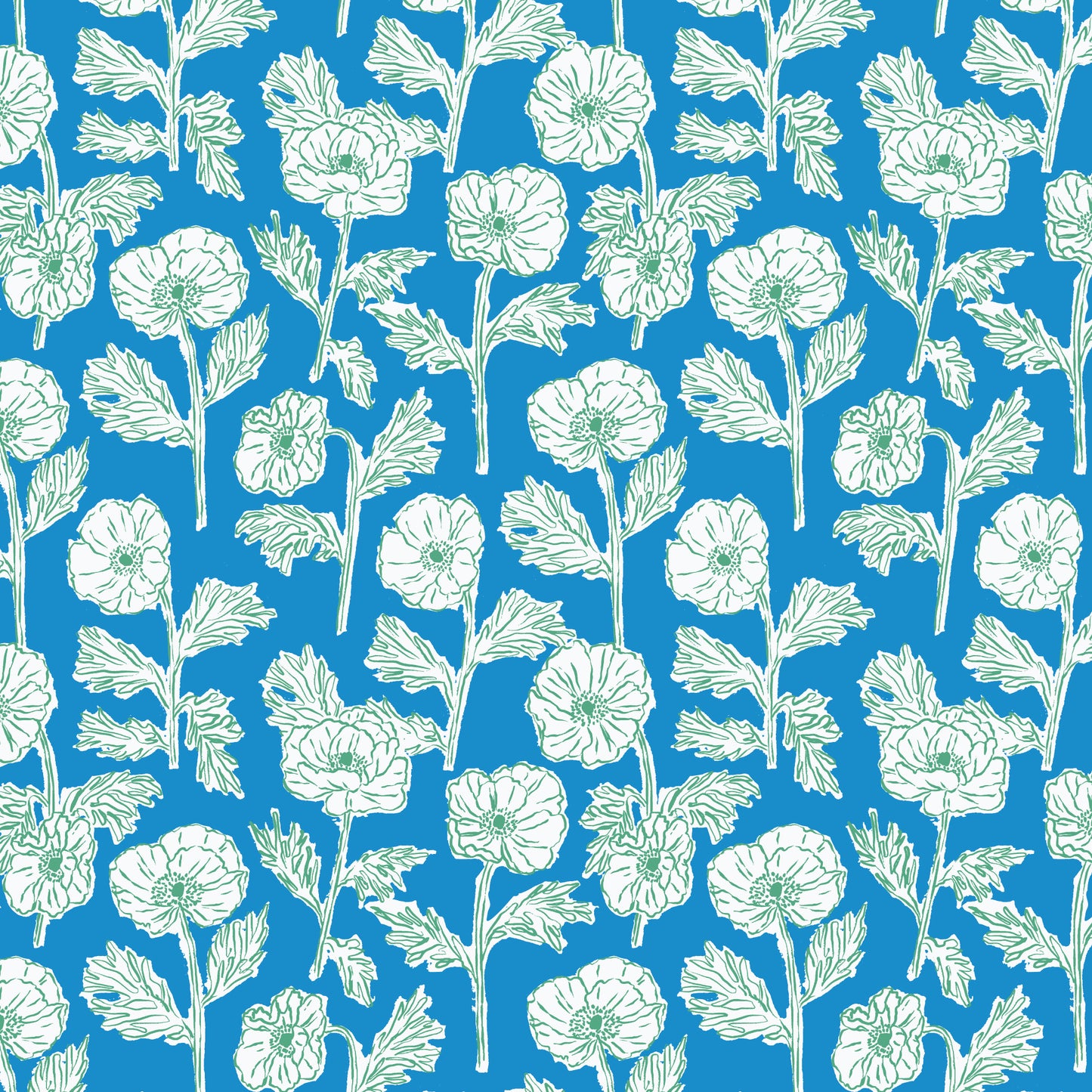 PREORDER Cloud 9 Fabrics Nice Nice Painted Poppies in Blue/Green