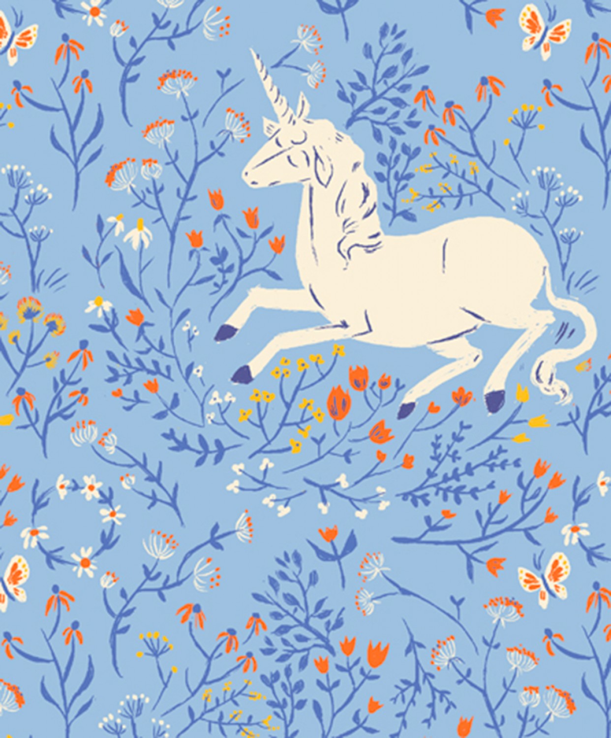 Heather Ross Unicorns in Blue 20th anniversary collection for windham fabrics