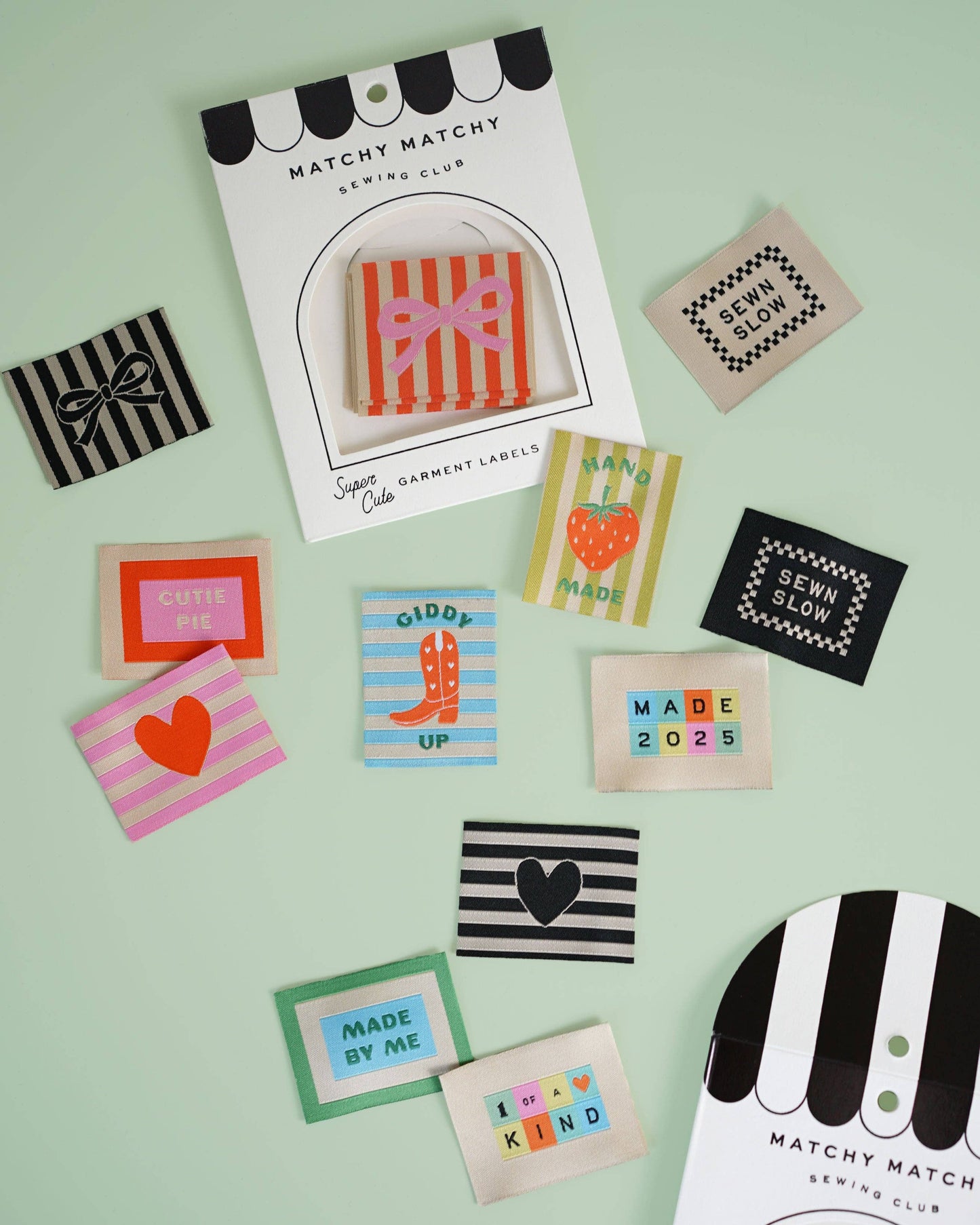 Matchy Matchy Sewing Club - Black Bow Large Garment Labels: Set of 6