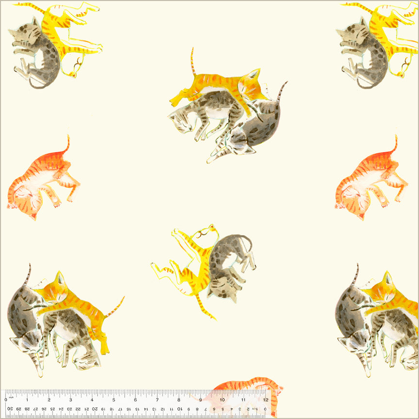 Heather Ross by Hand kittens ivory