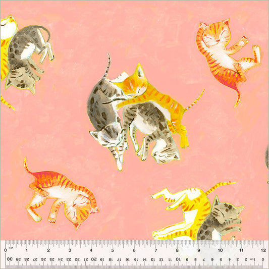 Heather Ross by Hand kittens in salmon