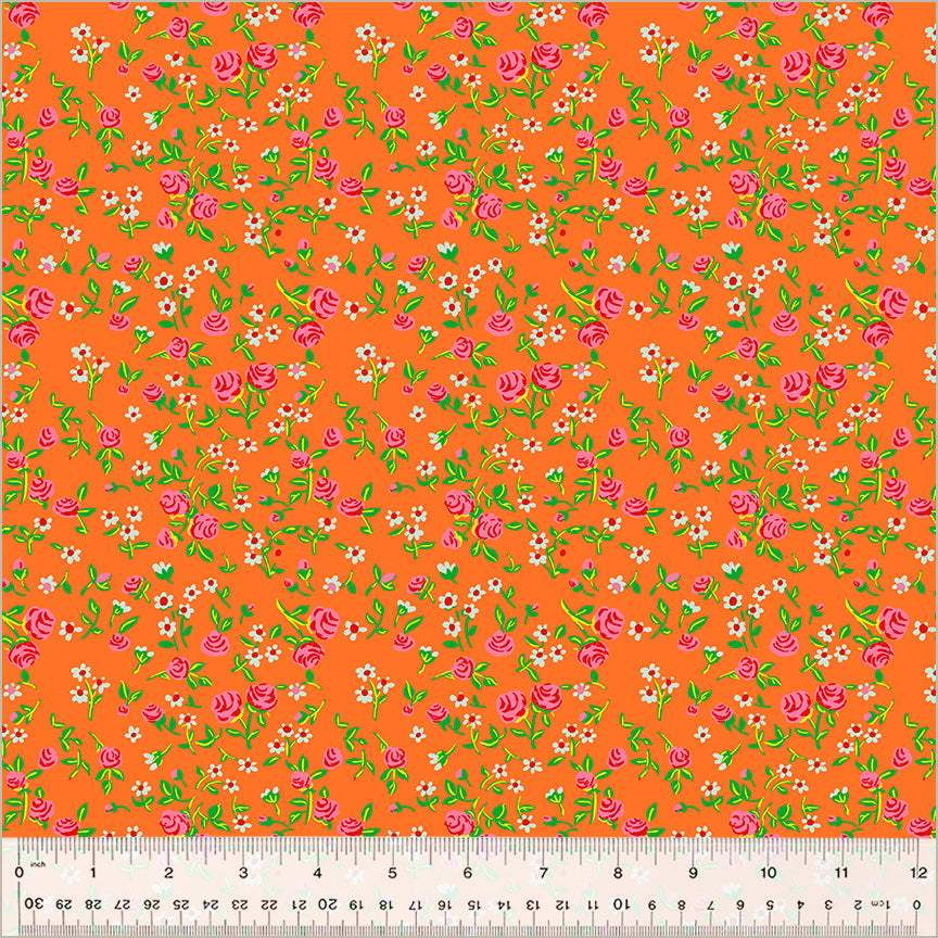 Heather Ross by Hand floral tangerine