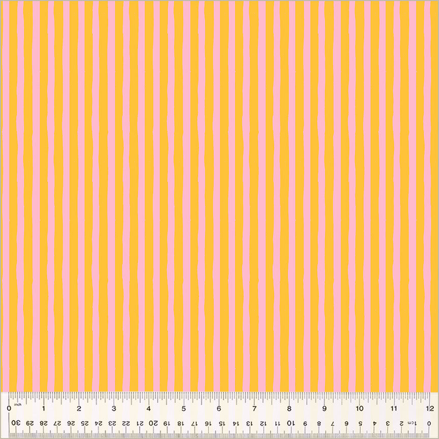 Heather Ross Ruby + Bee Blenders Drawn Stripe in Turmeric/Vervain
