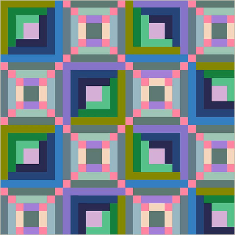 Canvas & Co Annabel Wrigley Log Cabins Perriwinkle