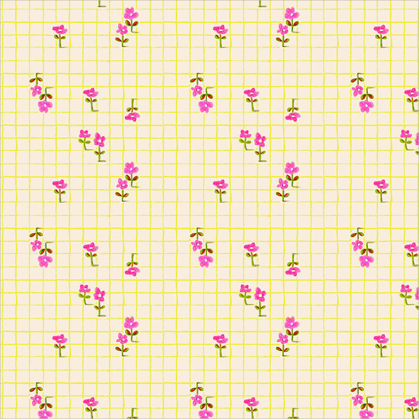 PREORDER Heather Ross Boat Race Trellis in Yellow