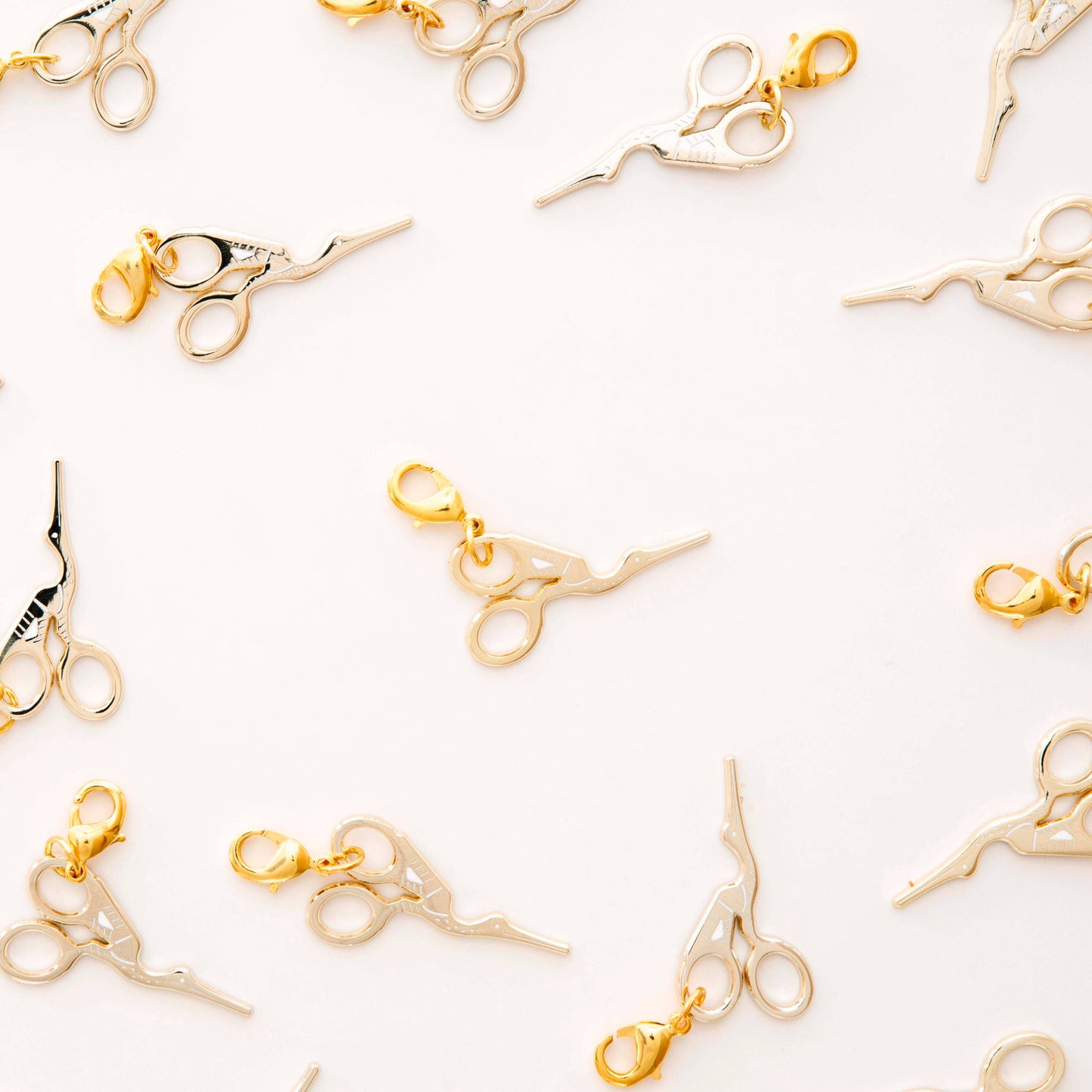 Sarah Hearts - Gold Stork Embroidery Scissor Removable Zipper Charm
