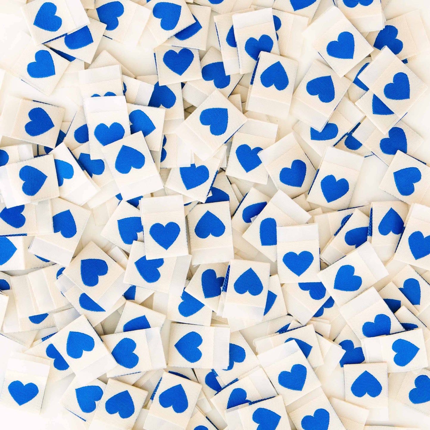 Sarah Hearts - Blue Heart Woven Labels - Sewing Woven Clothing Label Tags