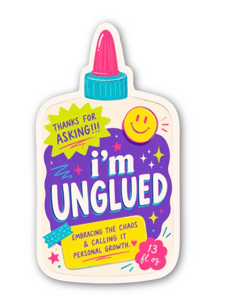 inviting affairs paperie - I’m Unglued Funny Sticker – Retro Glue Bottle