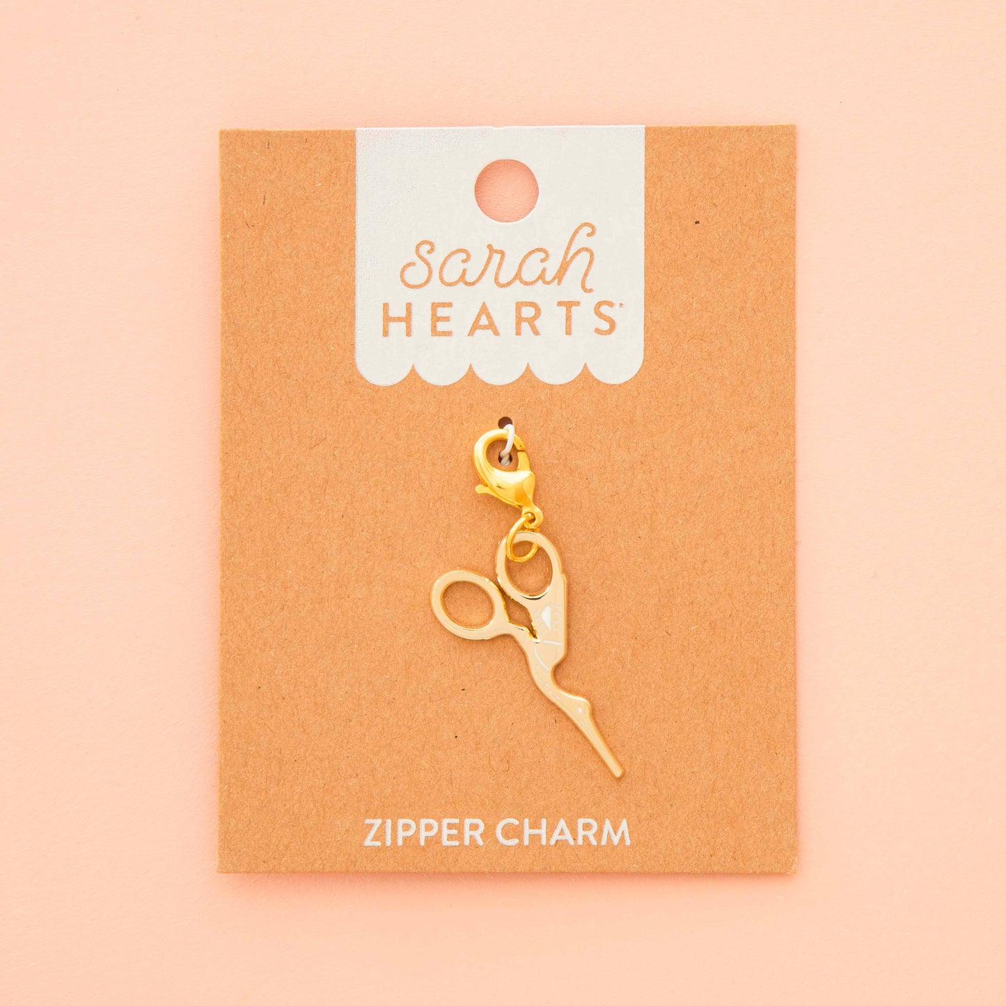 Sarah Hearts - Gold Stork Embroidery Scissor Removable Zipper Charm