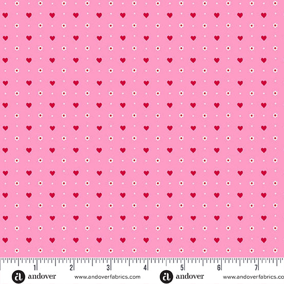 Heart and Soul by Andover Fabrics Mini Hearts Pink