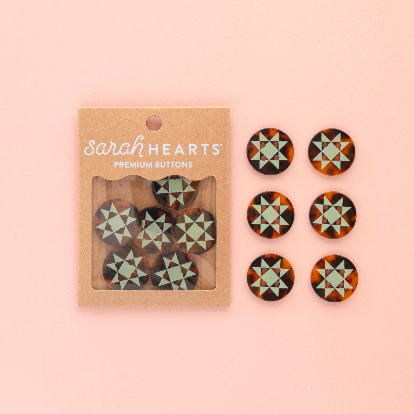 Sarah Hearts - Quilt Star Large 1" Buttons
