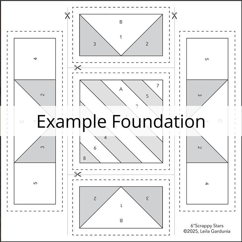 6" Scrappy Stars Foundation Paper by Leila Gardunia