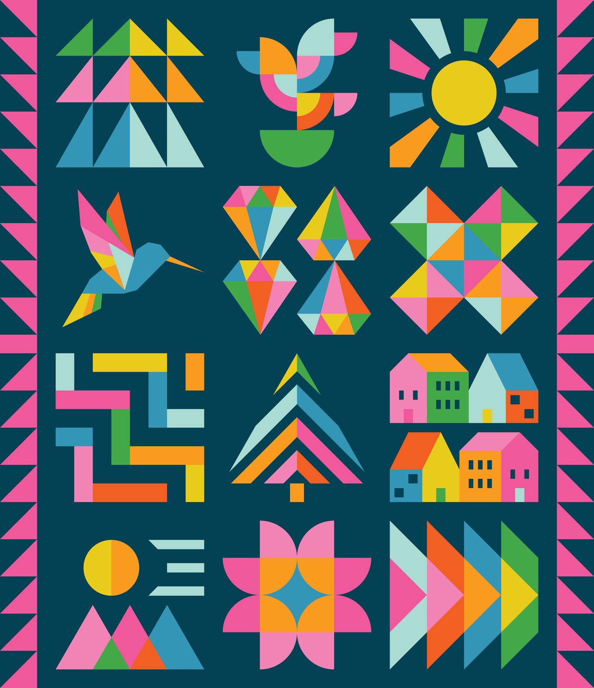 Hand + Soul 2027 Block of the Month Quilt Kit | Ruby Star Solids Nightfall