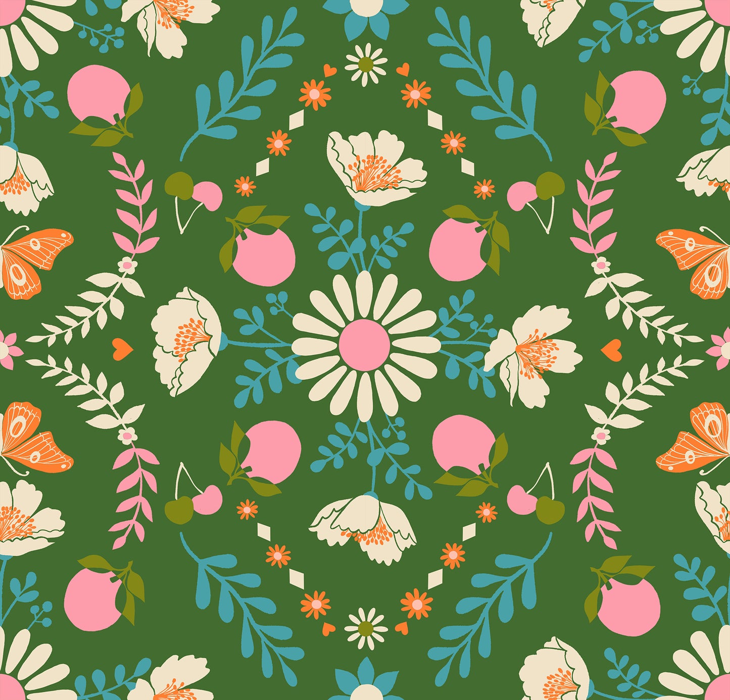 Ruby Star Society Juicy Poppy Garden in Sarah Green by Melody Miller