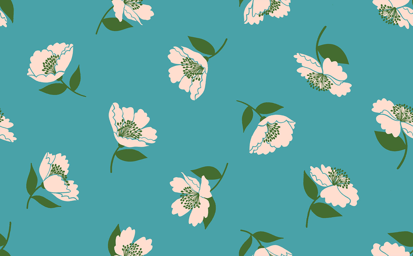 Ruby Star Society Juicy Fluttering in Dark Turquoise by Melody Miller