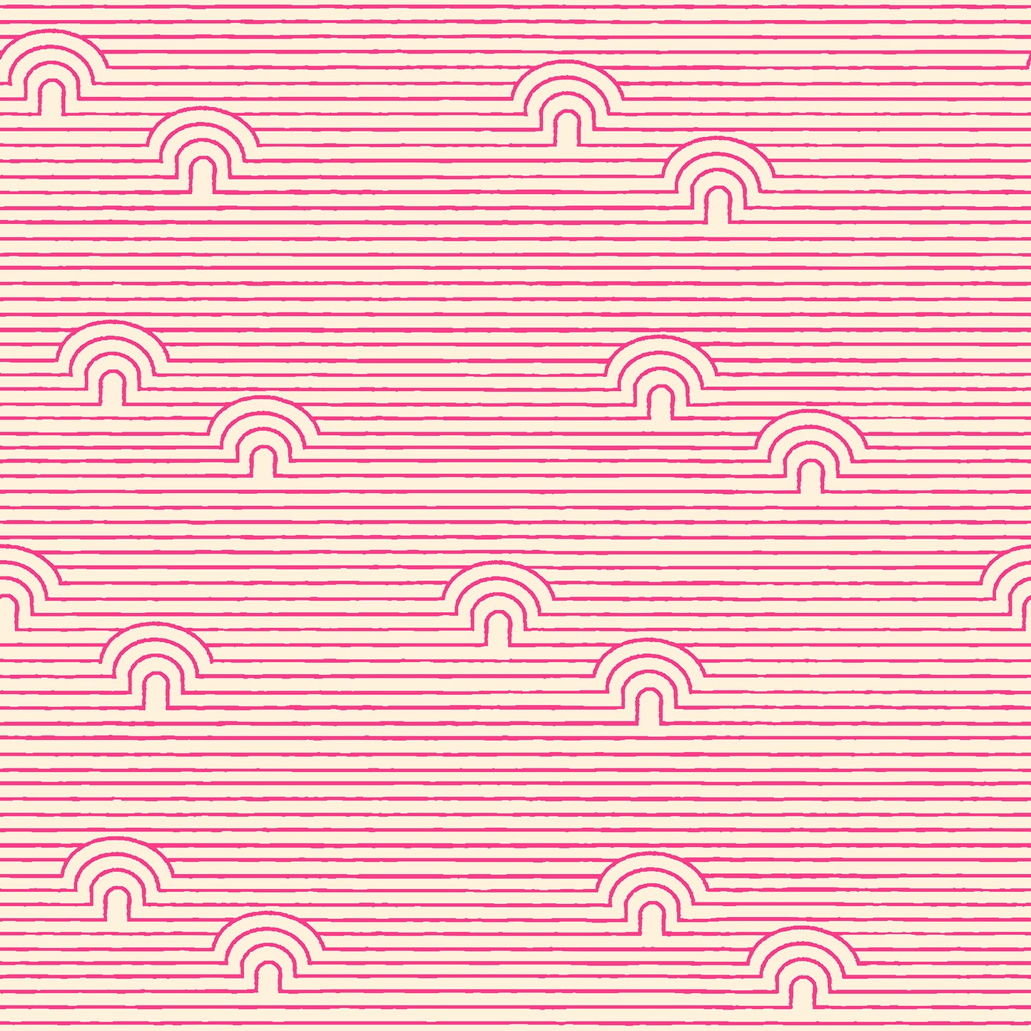 Ruby Star Society Linear Caves in Playful. Bright pink on white geometric fabric