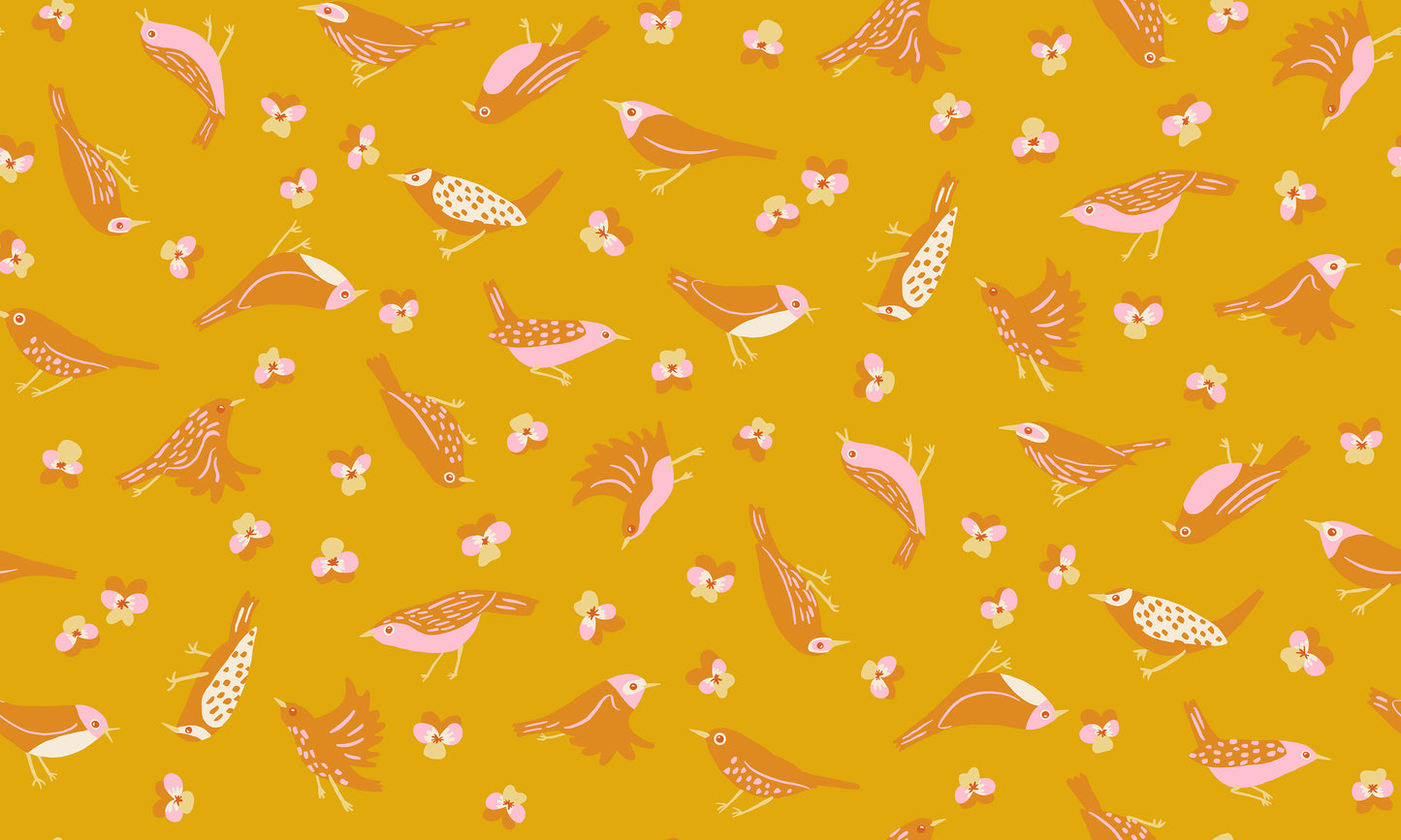 Ruby Star Society Bird is the Word Migration in Goldenrod
