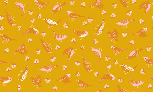 Ruby Star Society Bird is the Word Migration in Goldenrod