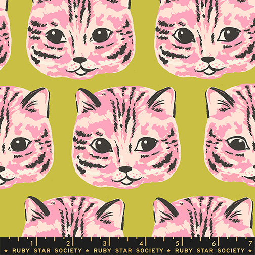 PREORDER Ruby Star Society Oops All Cats Meow Meow Canvas Pistachio