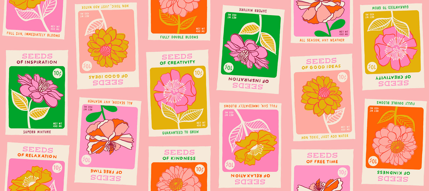 Ruby Star Society Flowerland Fabric PInk Seed Packets