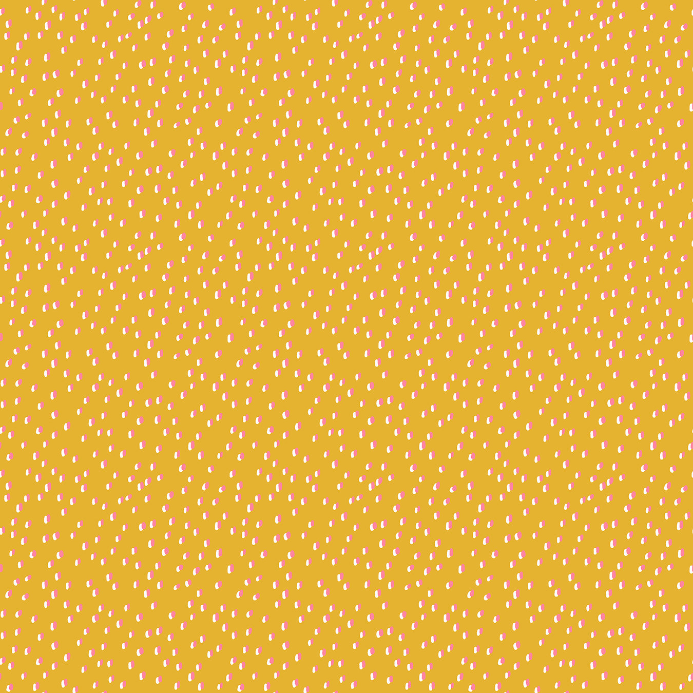 Ruby Star Society Strawberry & Friends. Golden yellow background with pink and white strawberry seed print.