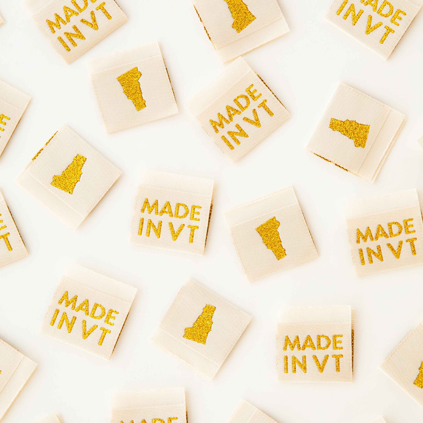 Sarah Hearts - Made in My State Gold Woven Labels: Vermont