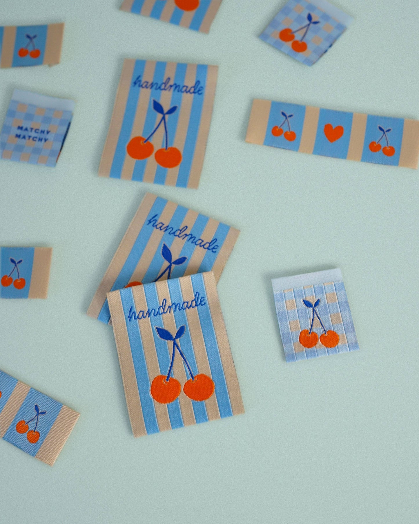 Matchy Matchy Sewing Club - Handmade Cherry Large Garment Labels: Set of 6