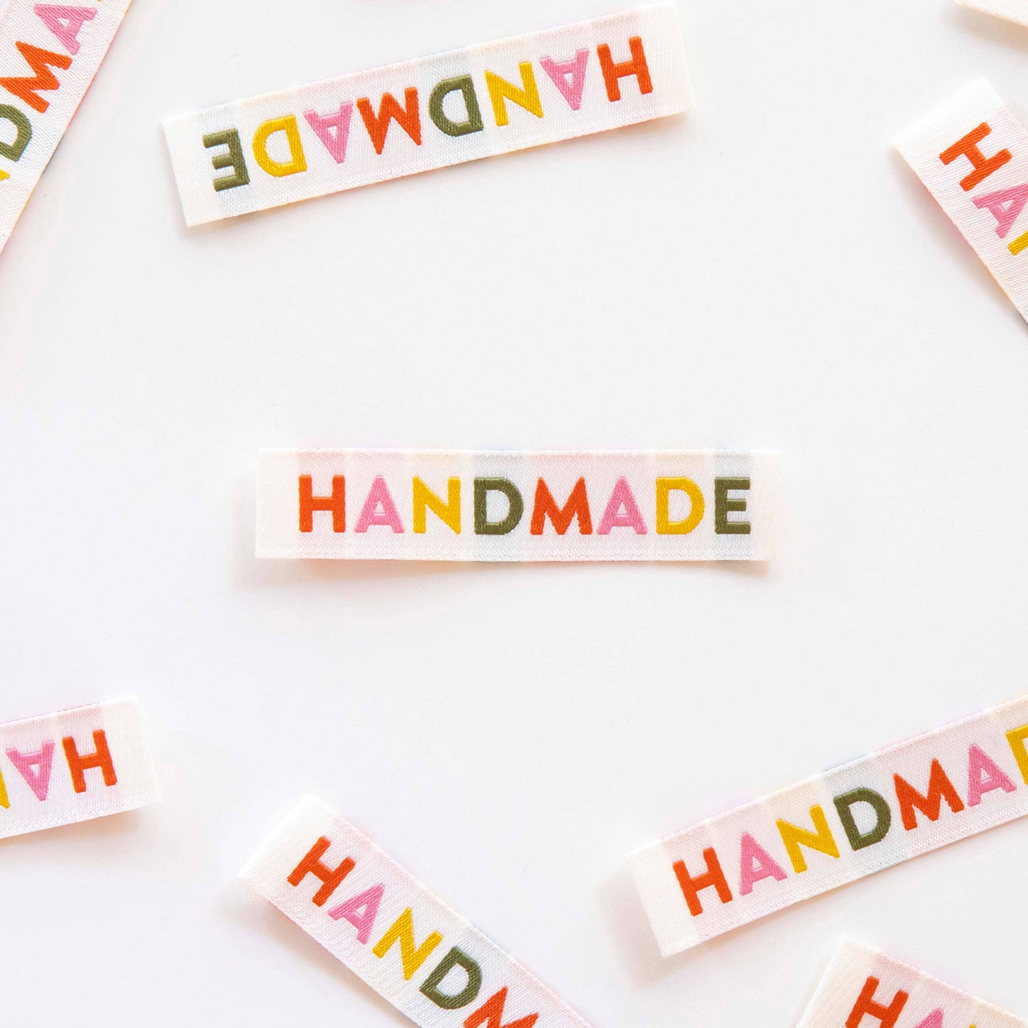 Sarah Hearts - Handmade Woven Sewing Labels - Muted Colors