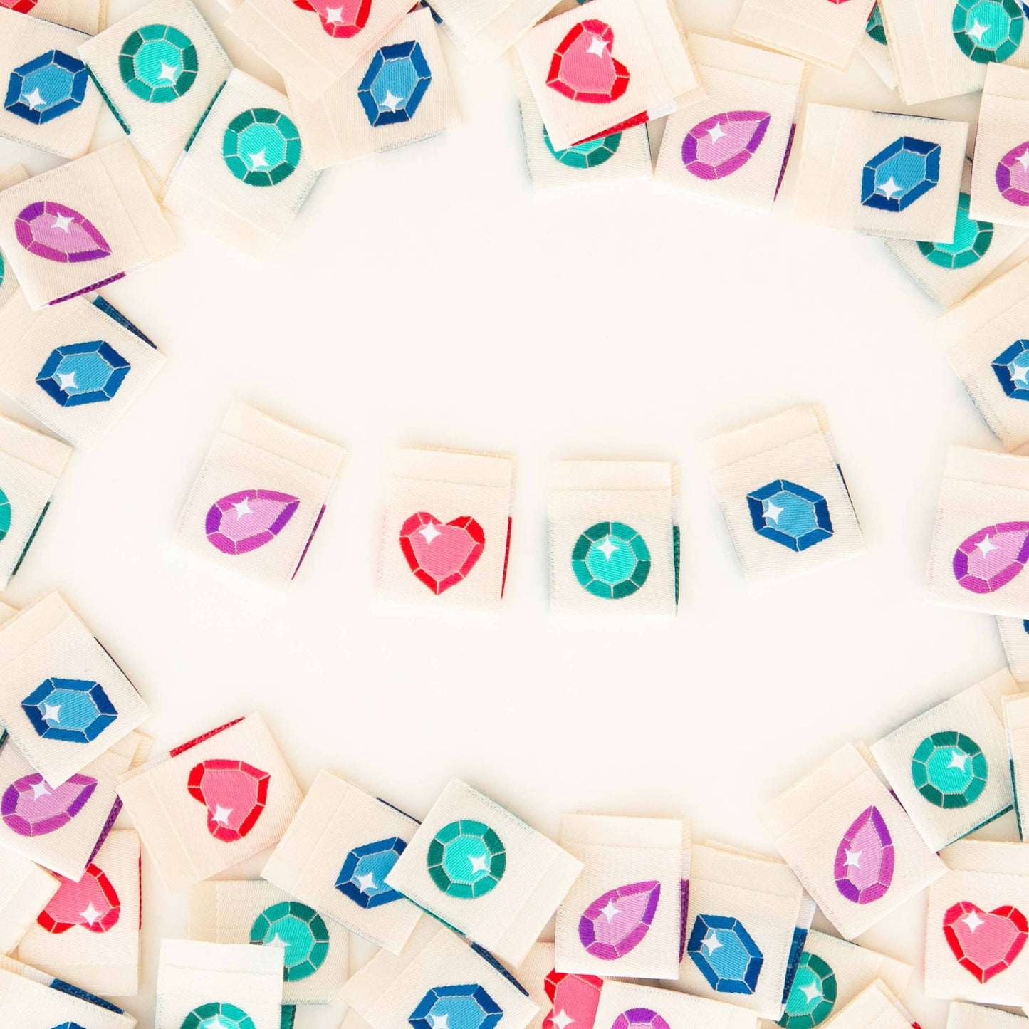 Sarah Hearts - Jewels Multipack - Woven Sewing Clothing Label Tags