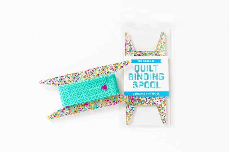 Stitch Supply Co Quilt Binding Spool in Teal, PInk and Gold Glitter