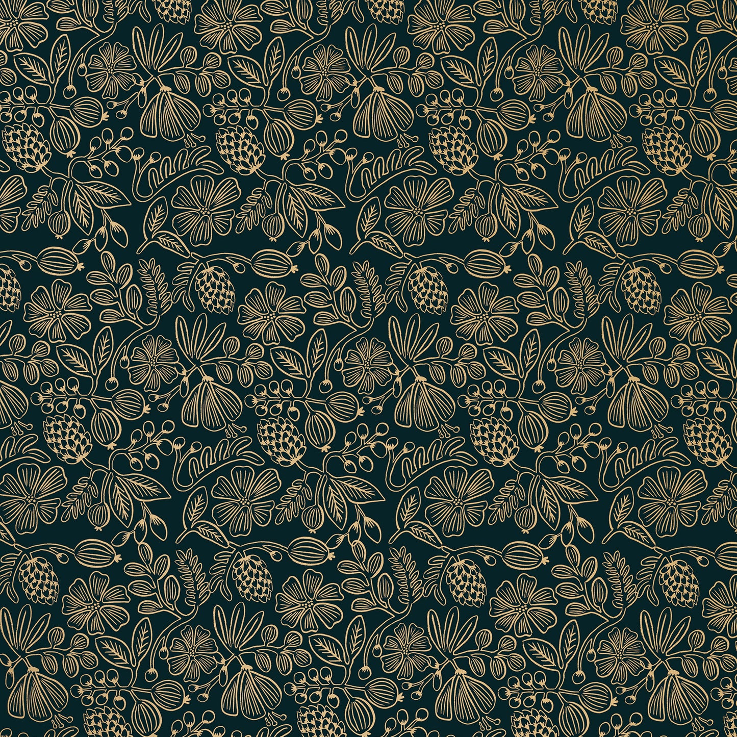 Rifle Paper Co Primavera Moxie Floral in Black Gold