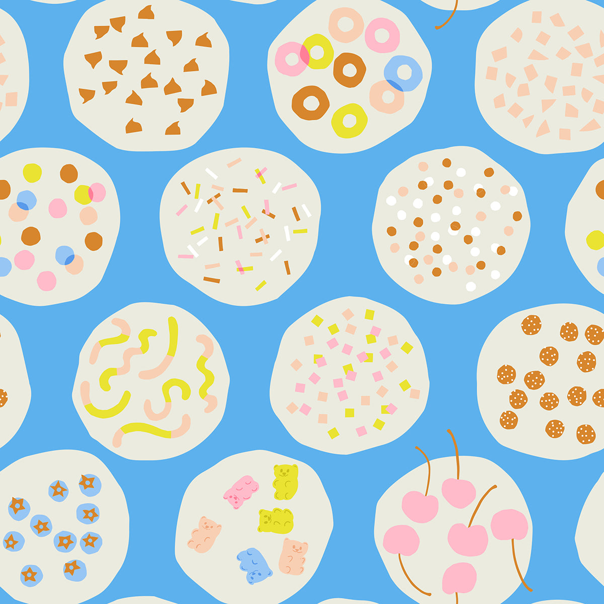 Ruby Star Society Sugar Cone Fabric Ice Cream Toppings in Altitude bright blue