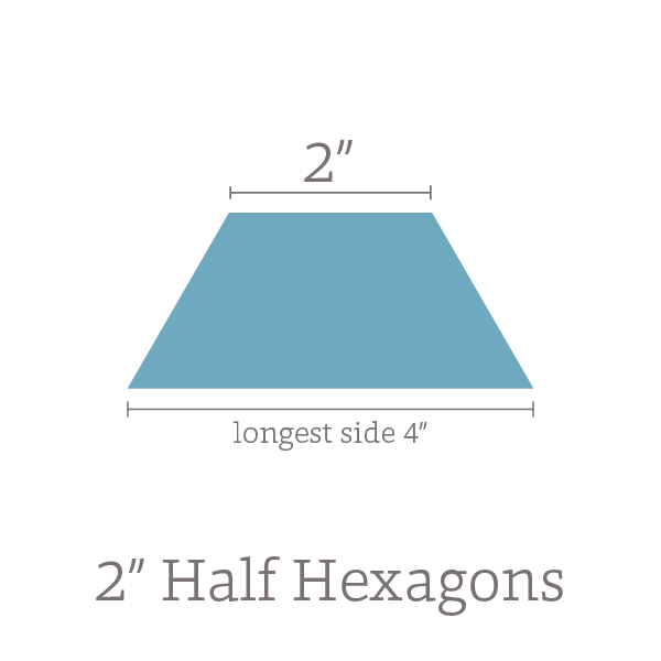 2" Half Hexagon Paper Pieces