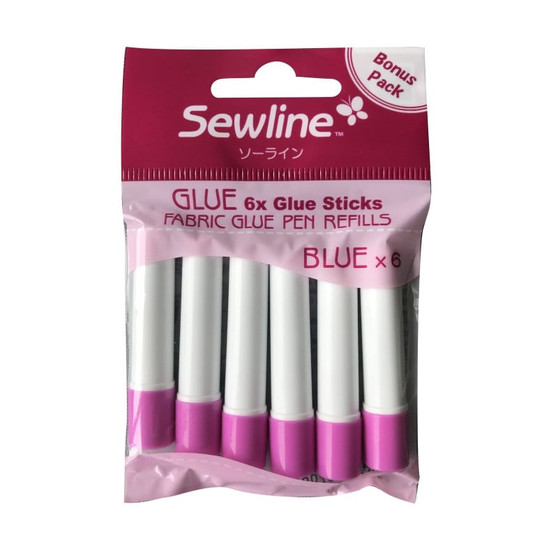 Sewline FABRIC GLUE PEN w/1 Refill ~ Blue Glue Dries Clear / Water Soluble