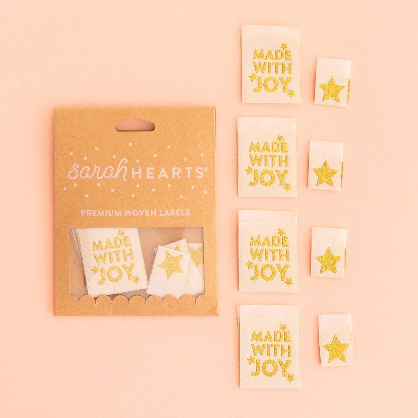 Sarah Hearts - Made with Joy Star - Christmas Tags Sewing Woven Labels
