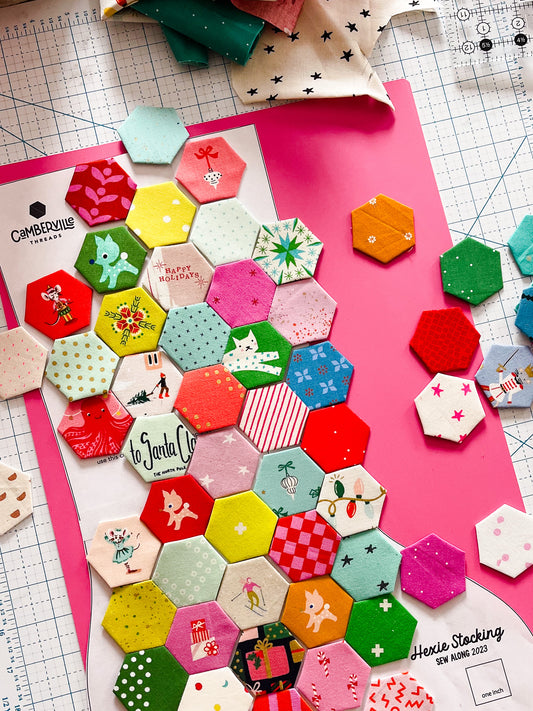 Christmas Hexie Stocking Sew Along Week 2: Stitching Hexagon Columns