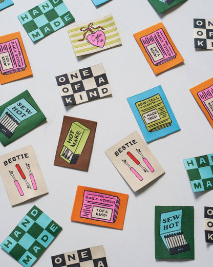 Matchy Matchy Sewing Club - One of a Kind Checkerboard Large Garment Labels: Set of 6