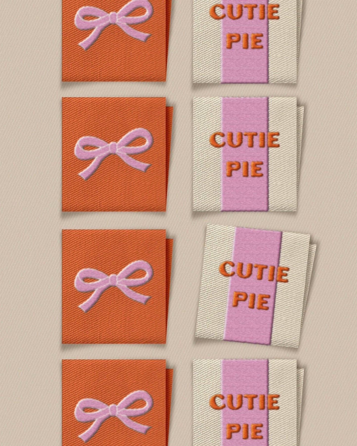Matchy Matchy Sewing Club - Cutie Pie Bow Square Garment Labels: Set of8