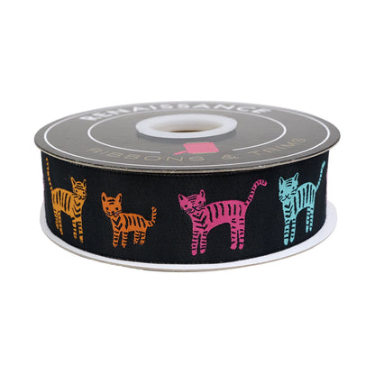 Ruby Star Society Renaissance Ribbons Catnap Tiger Stripes in Black 1.5" by Alexia Abegg