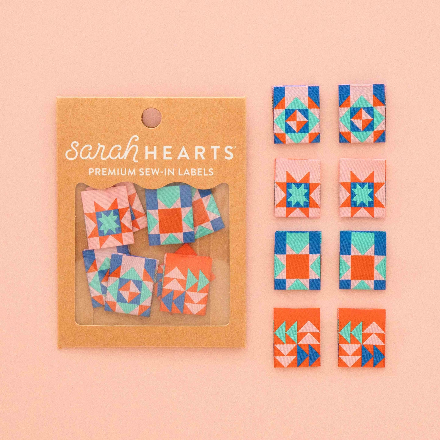 Sarah Hearts - Summer Vibes Quilt Block Multipack Woven Sewing Labels