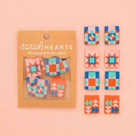 Sarah Hearts - Summer Vibes Quilt Block Multipack Woven Sewing Labels