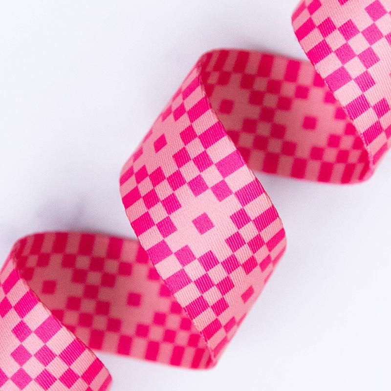 Ruby Star Society Webbing 1.5" Bitmapped Neon Pink