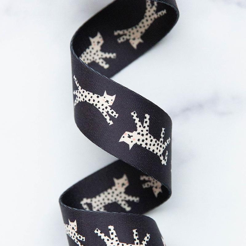 Ruby Star Society Webbing 1.5" Snow Leopard Black
