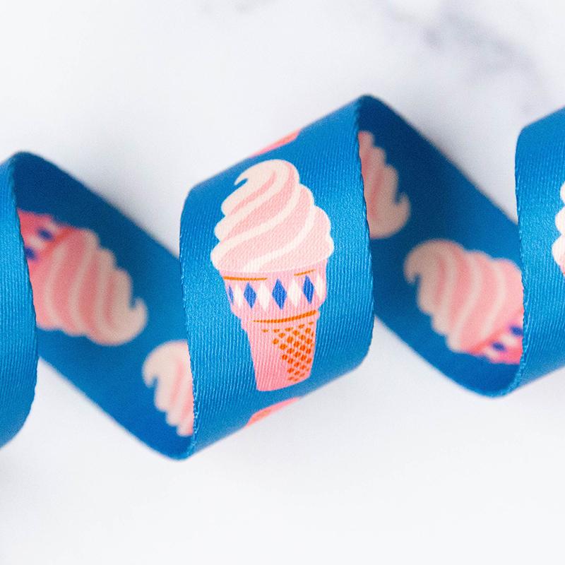 Ruby Star Society Webbing 1.5" Ice Cream in Bright Blue