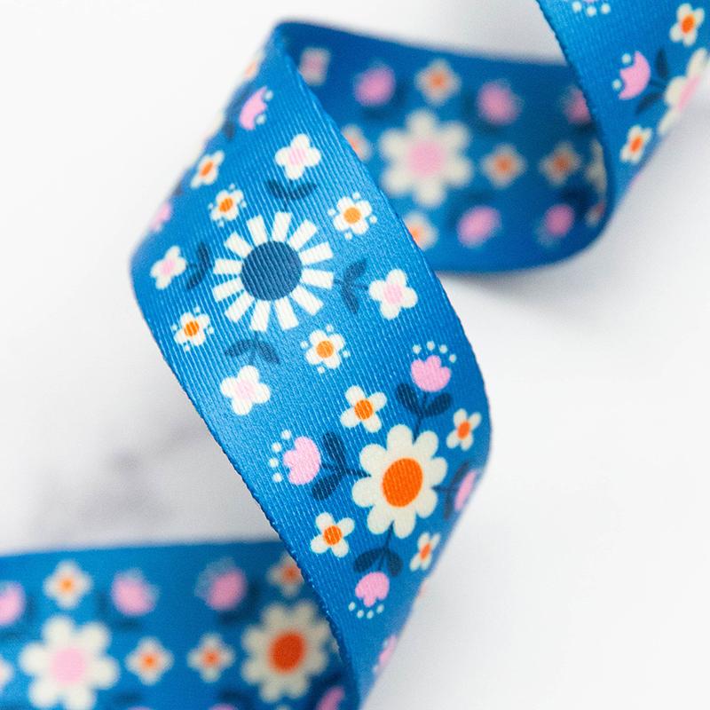 Ruby Star Society Webbing 1.5" Florametry Bright Blue