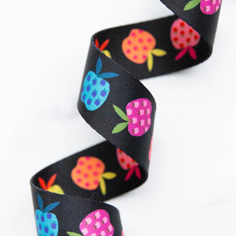 Ruby Star Society Webbing 1.5" Rainbow Apples