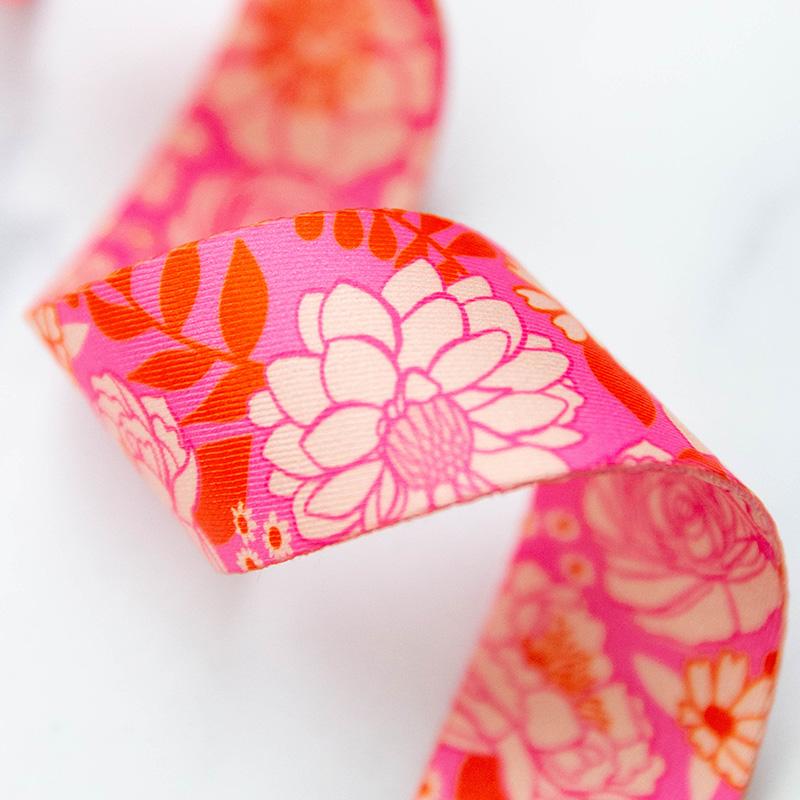 Ruby Star Society Vintage Floral webbing by Melody Miller, 1.5 inch polyester bag making webbing